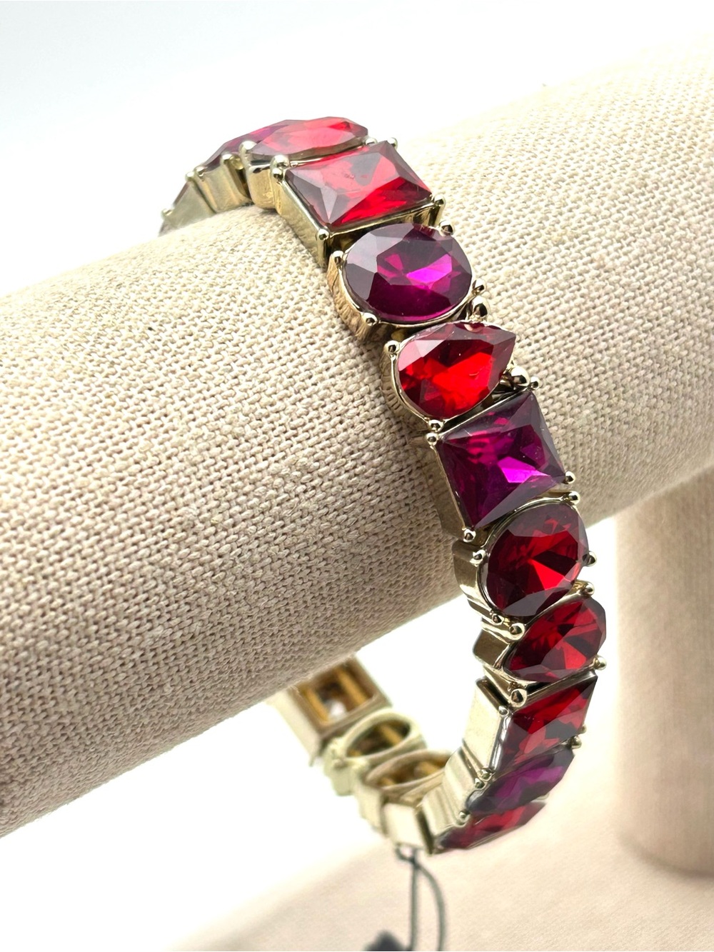 Anne Klein Red and Pink Jeweled Stretch Bracelet NWT